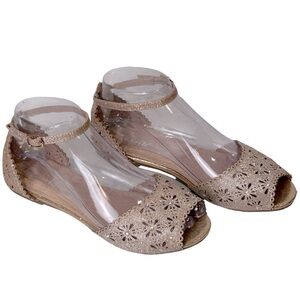 Link Girl’s Dress Sandal Rose Gold Glitter/Rhinestone Open Toe Size-4 NWOT